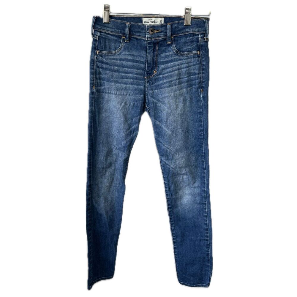 Abercrombie Kids Girls Factory Faded Dark Wash High Rise Skinny Jeans 14